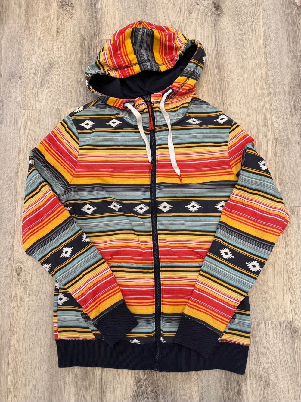 Cruel Denim Medium Southwestern Serape Stripe Zip Up Hoodie Western